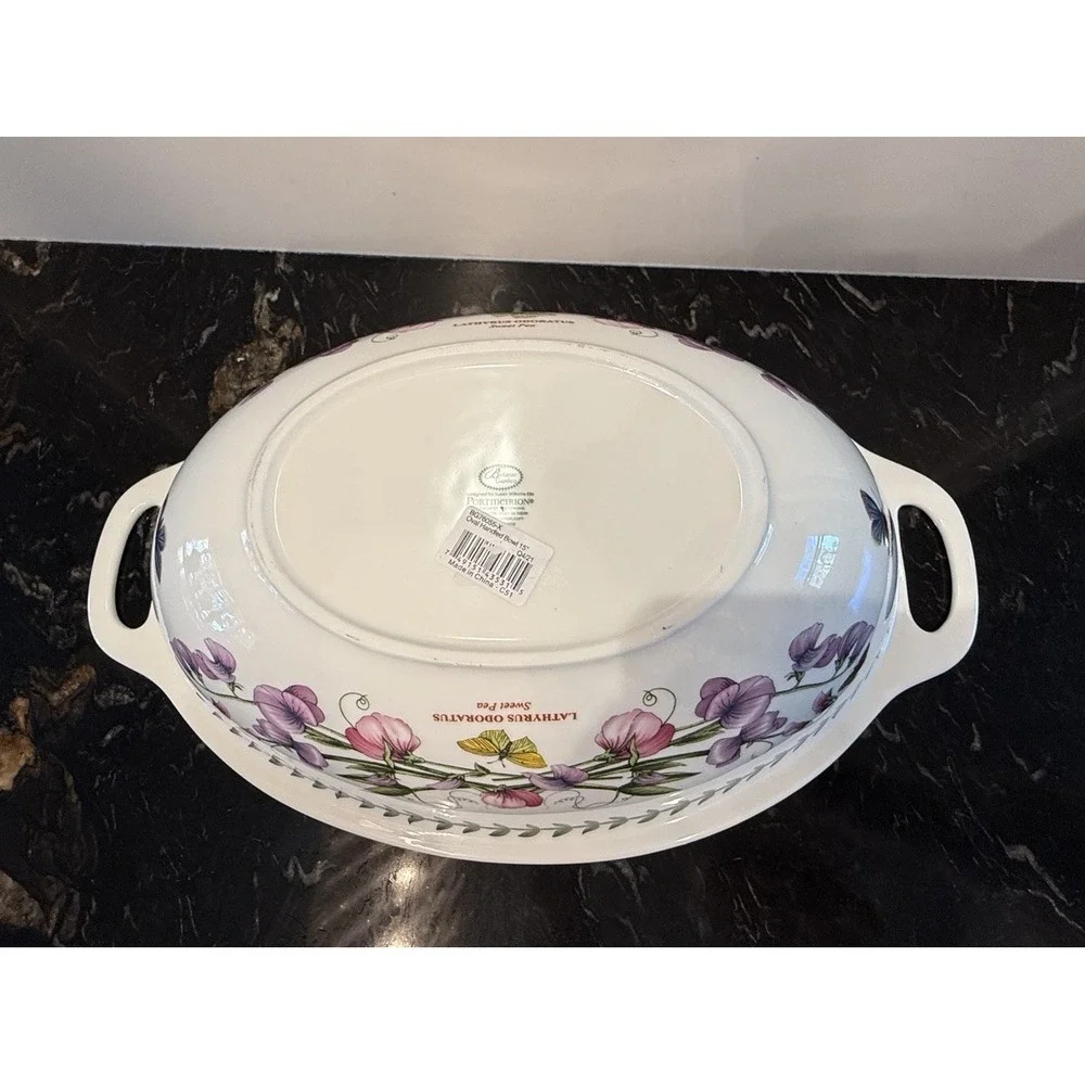 Portmeirion Botanical Garden Large Oval Handled Serving Bowl 15